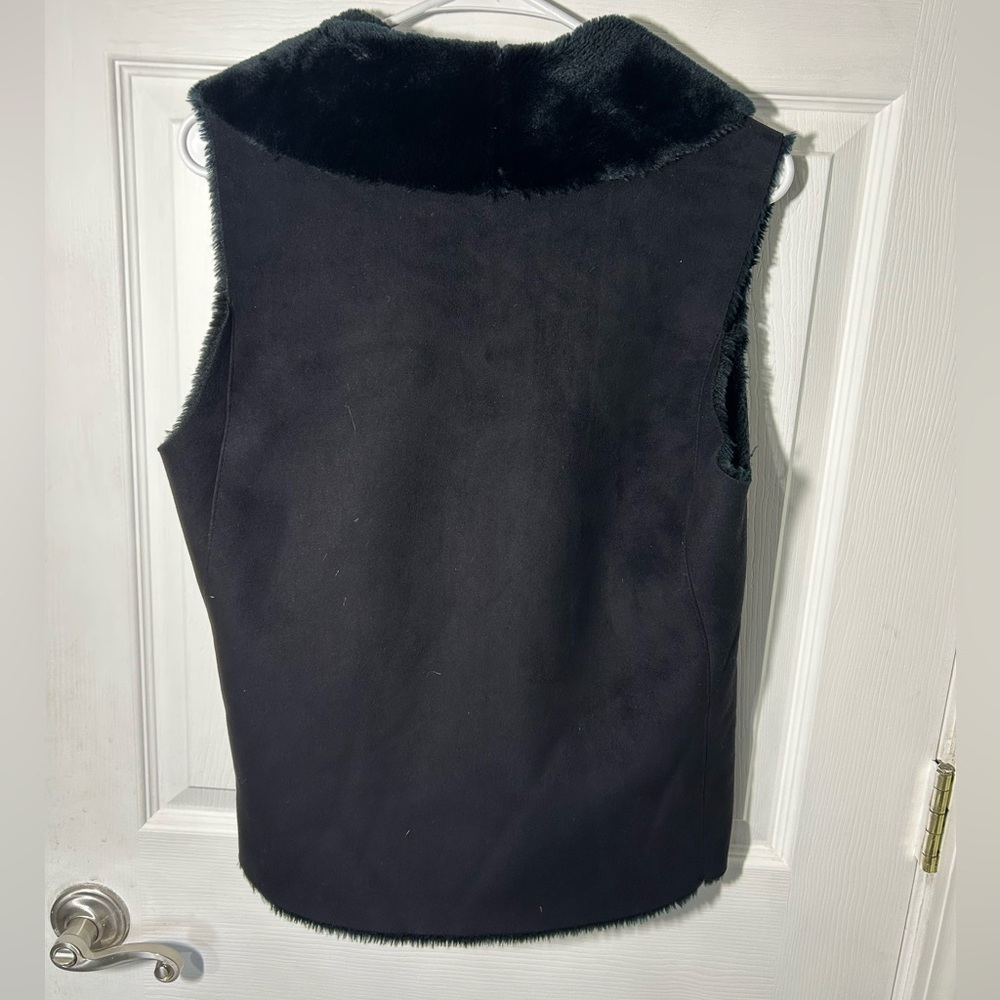 Ralph Lauren Black Label Faux Suede & Fur Collared Black Vest Size Small RL vest - Picture 10 of 11